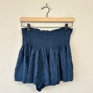 KOCH Erica Shorts Navy Blue Smocked Waist High Rise Relaxed Summer